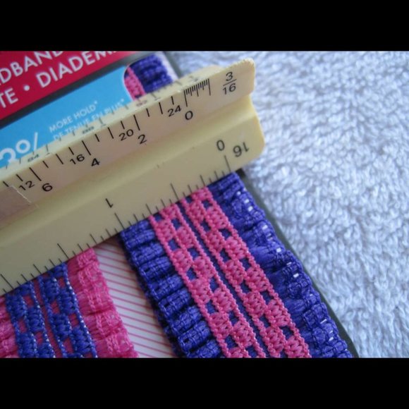 2 Goody Girl Sized Stay Put Slideproof Headwraps Elastic Head Bands Pink Purple - Picture 3 of 6